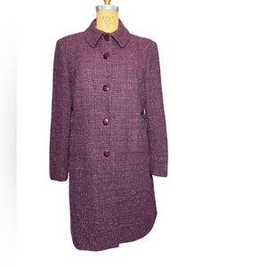 Jones New York Plum Tweed Pea Coat